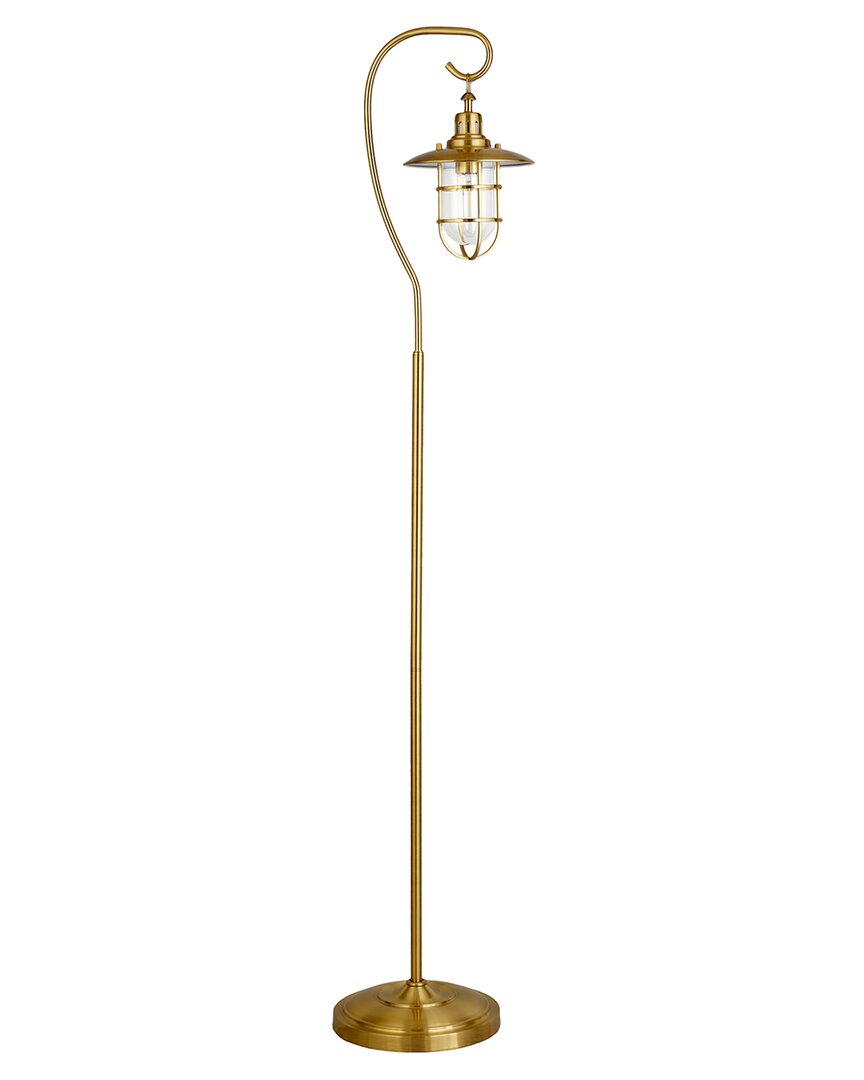 Abraham + Ivy Bay Nautical Floor Lamp With Glass Shade In Gold