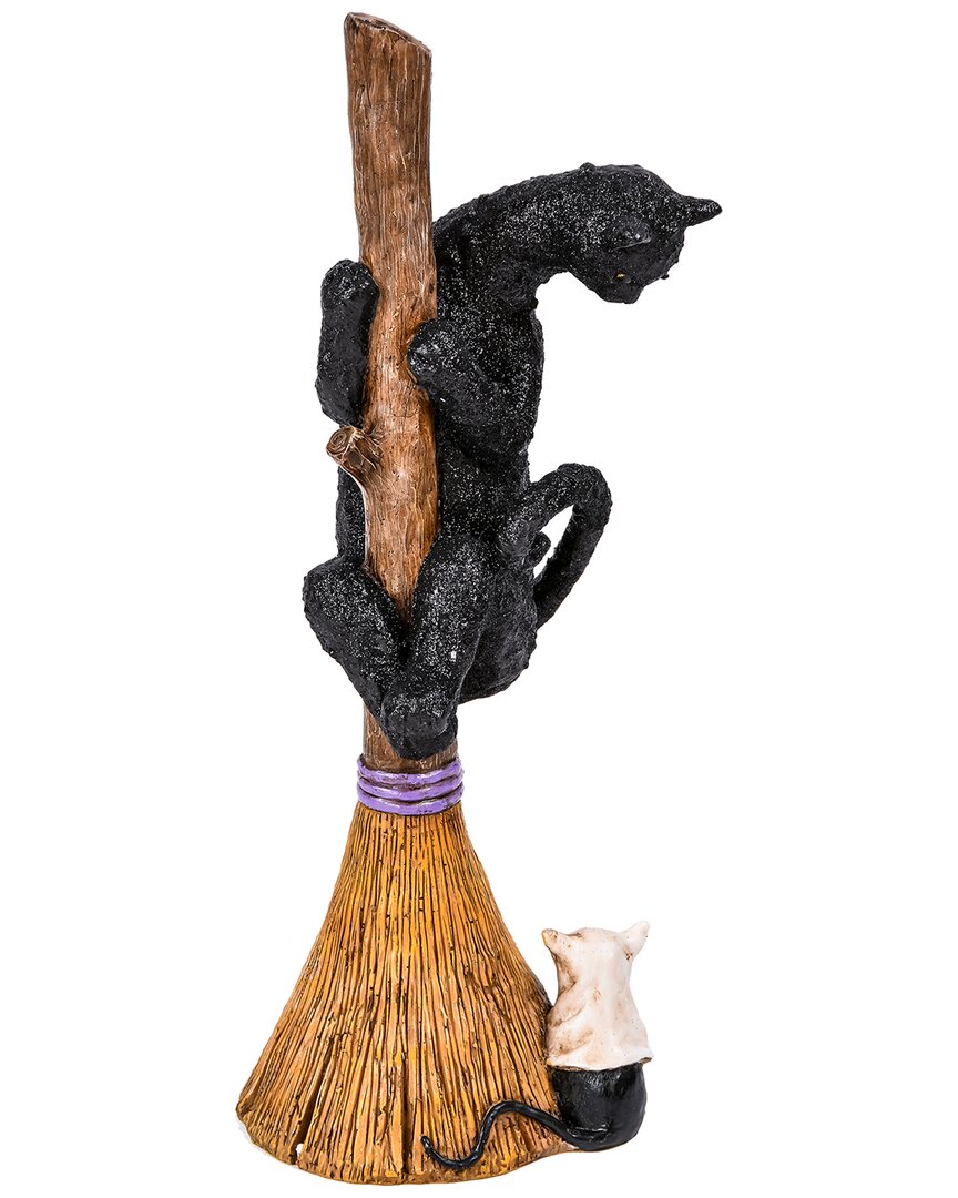 National Tree Company 13in Halloween Black Cat Climbing Broom