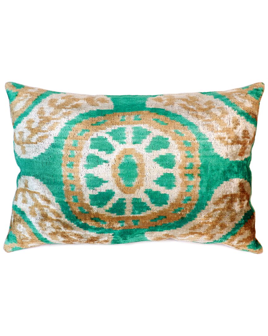 Pasargad Home Ikat Green Velvet Pillow