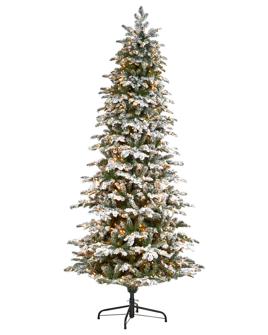 Nearly Natural 8ft. Flocked North Carolina Fir Artificial Christmas Tree In White