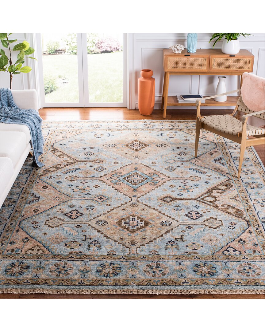 Safavieh Samarkand Hand Knotted Wool-blend Rug In Blue