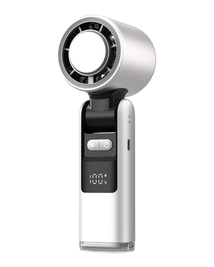 Kenro Mini Portable Folding Fan In Silver