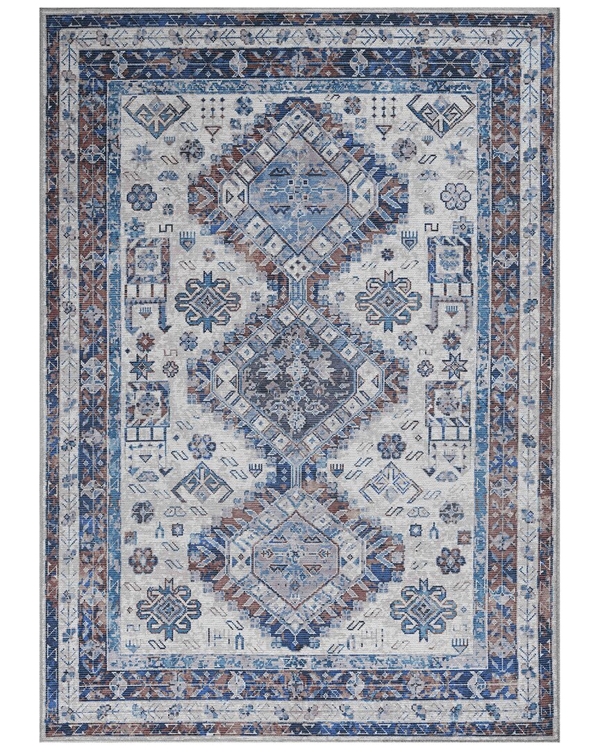 Amer Rugs Alaska Machine-washable Vintage Medallion Power-loomed Rug In Blue