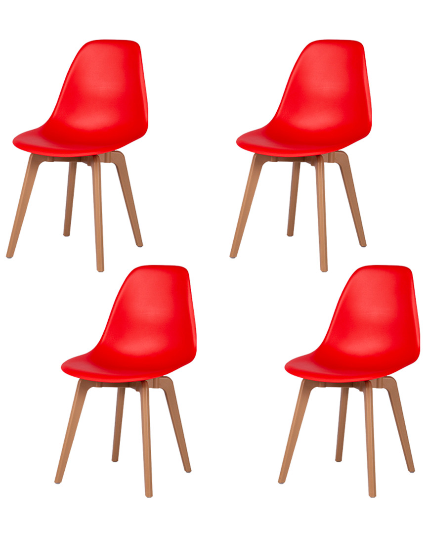 Toppy Lagoon  Set Of 4 Heron Dining Chairs In Red
