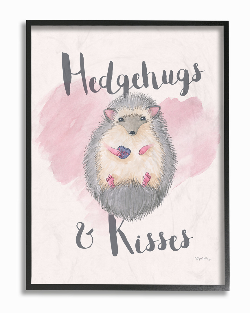 Stupell Hedgehugs And Kisses Pink By Elyse Deneige Framed Art