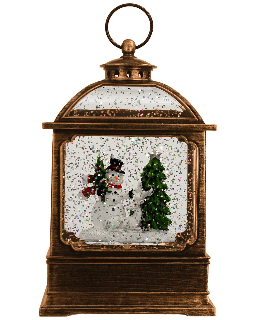 Kurt Adler 6.54-inch Battery Operated Led Snowman Water Lantern In Brown