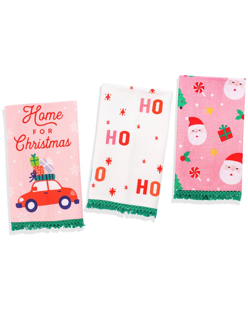 Tiramisu Home For Christmas Holiday Towel Set In Pink