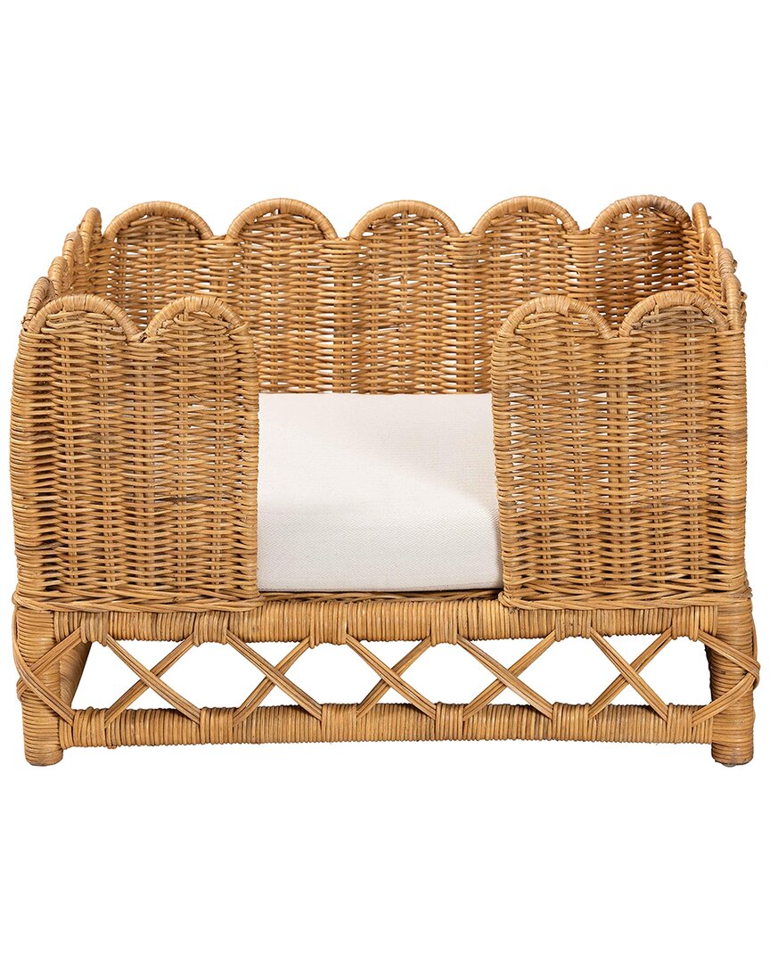 Baxton Studio Palm Bohemian Rattan Pet Bed