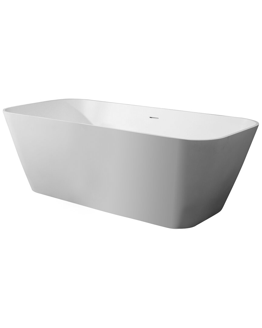 Alfi 67in White Rectangular Solid Surface Smooth Resin Soaking Bathtub