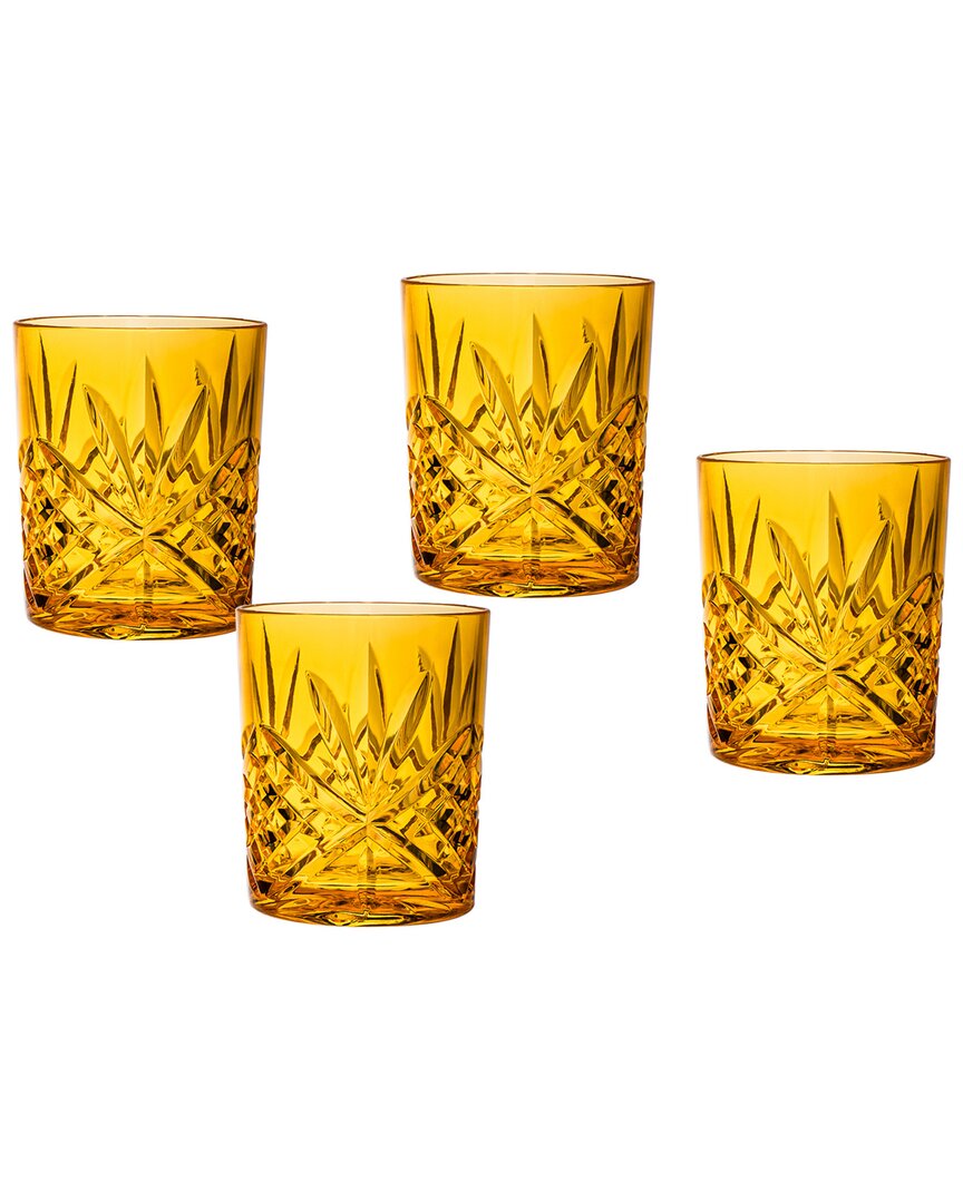 Shop Godinger Dublin Acrylic Butterscotch Double Old Fashion Glasses (set Of 4) In Yellow