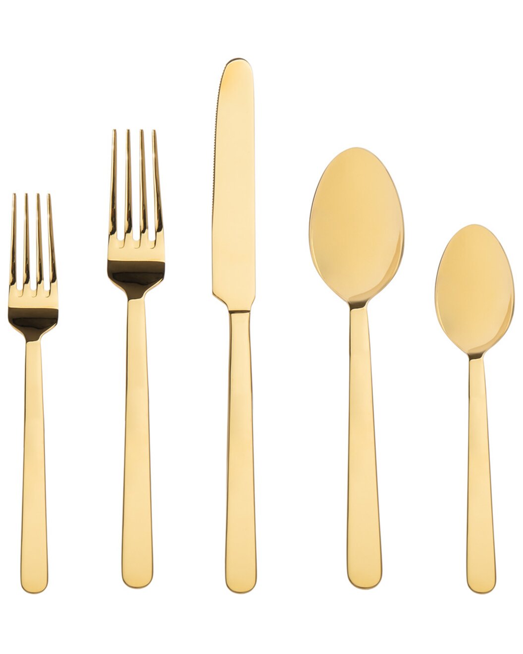 Godinger Lola Shiny Gold 18/10 Stainless Steel 20Pc Flatware Set
