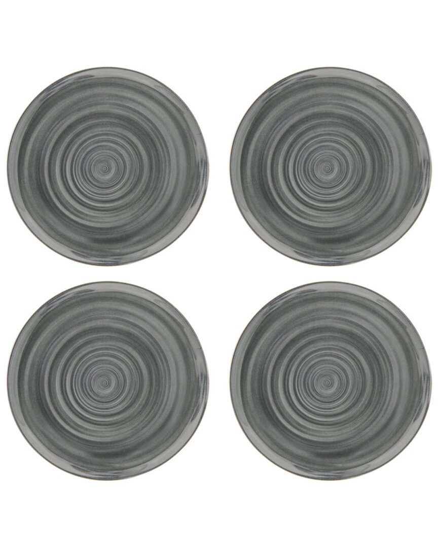 Godinger Dnu Aur Discontinued  Swirl Melamine Dinner Plates (set Of 4) In Grey