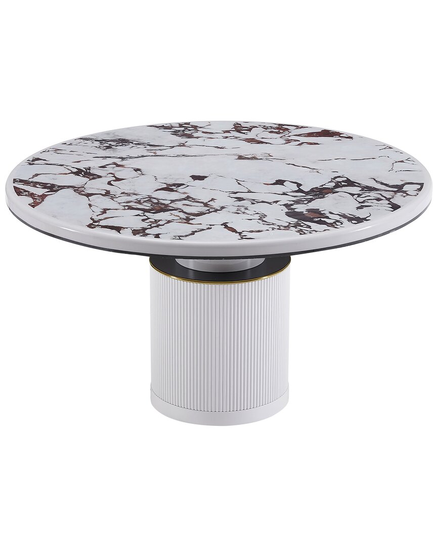 Tov Furniture Vanessa Lacquered 53in Round Dining Table In White