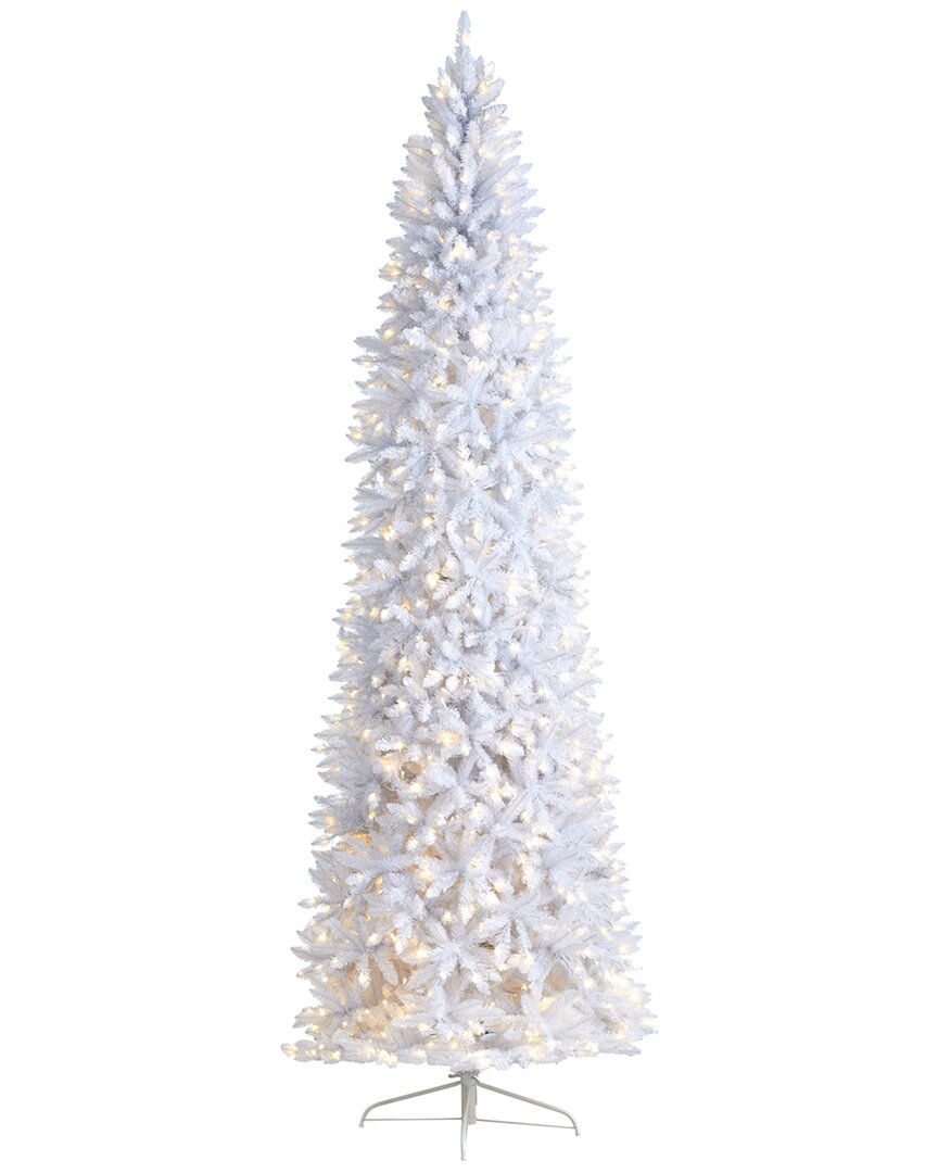 Nearly Natural 10ft Slim White Artificial Christmas Tree In White