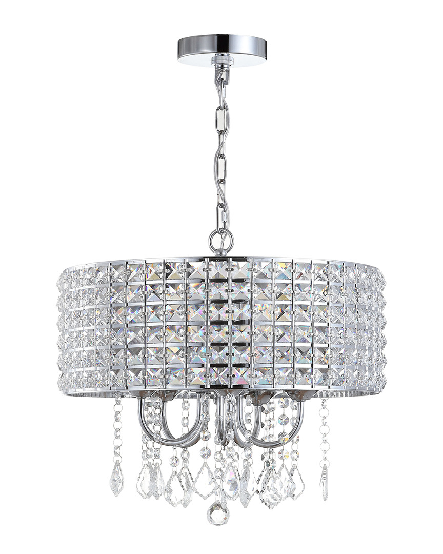 Jonathan Y Reese 17in Metal Crystal Led Adjustable Drop Pendant