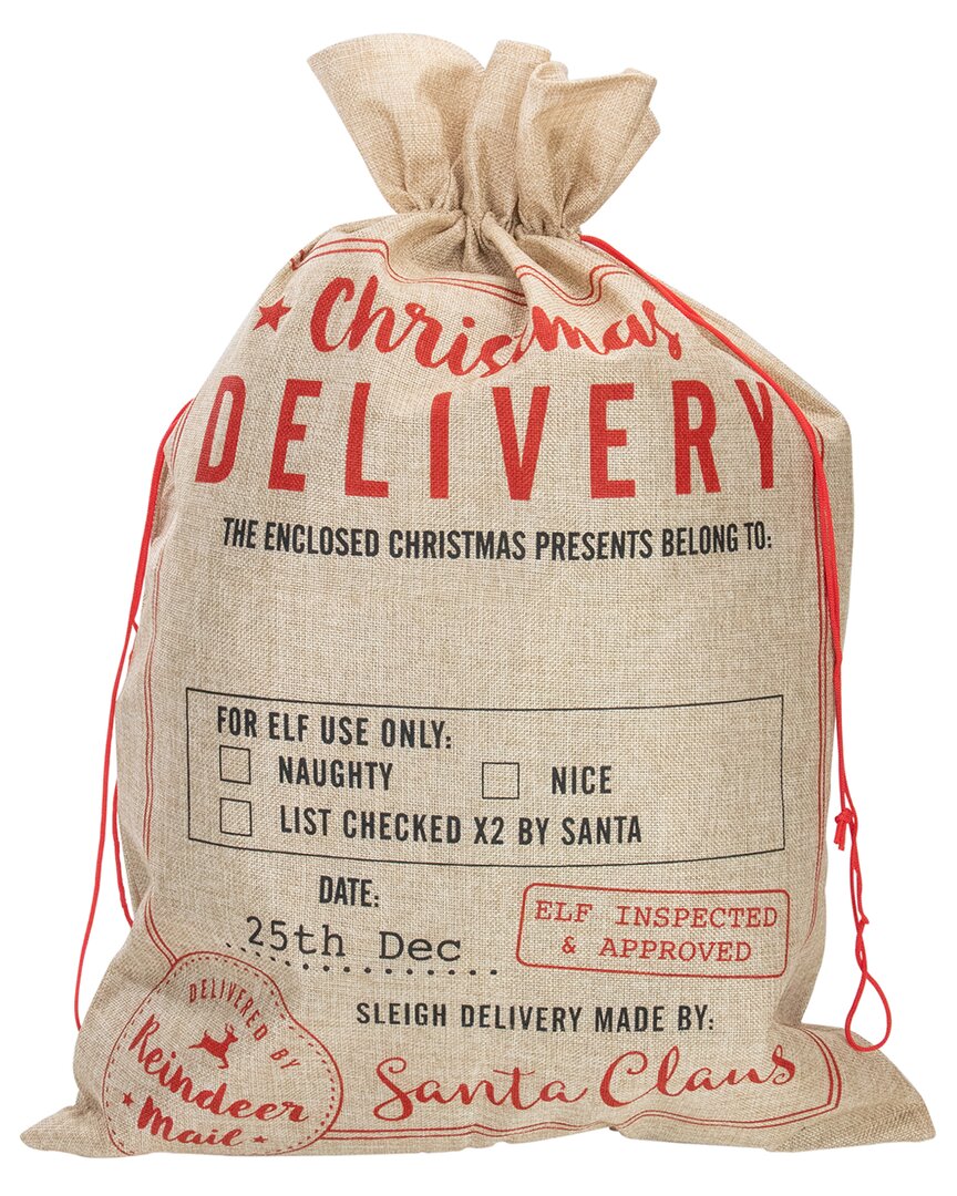 Northern Lights Dnu Unprofitable Northlight 27in Beige And Red Inchristmas Deliveryin Tie Gift Bag In Beige
