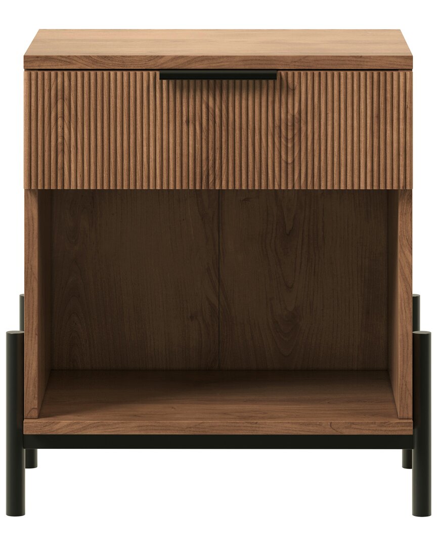 Walker Edison 24in Reeded Wood 1-drawer Nightstand In Brown