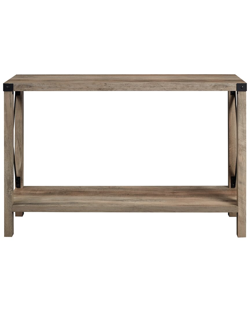 Walker Edison 46in Metal X Entry Table In Brown