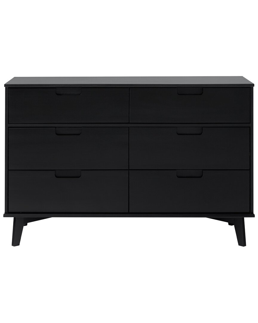 Walker Edison 6-drawer Groove Handle Solid Wood Dresser In Black