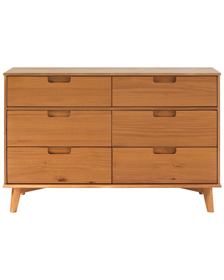 Walker Edison 6-drawer Groove Handle Solid Wood Dresser In Brown