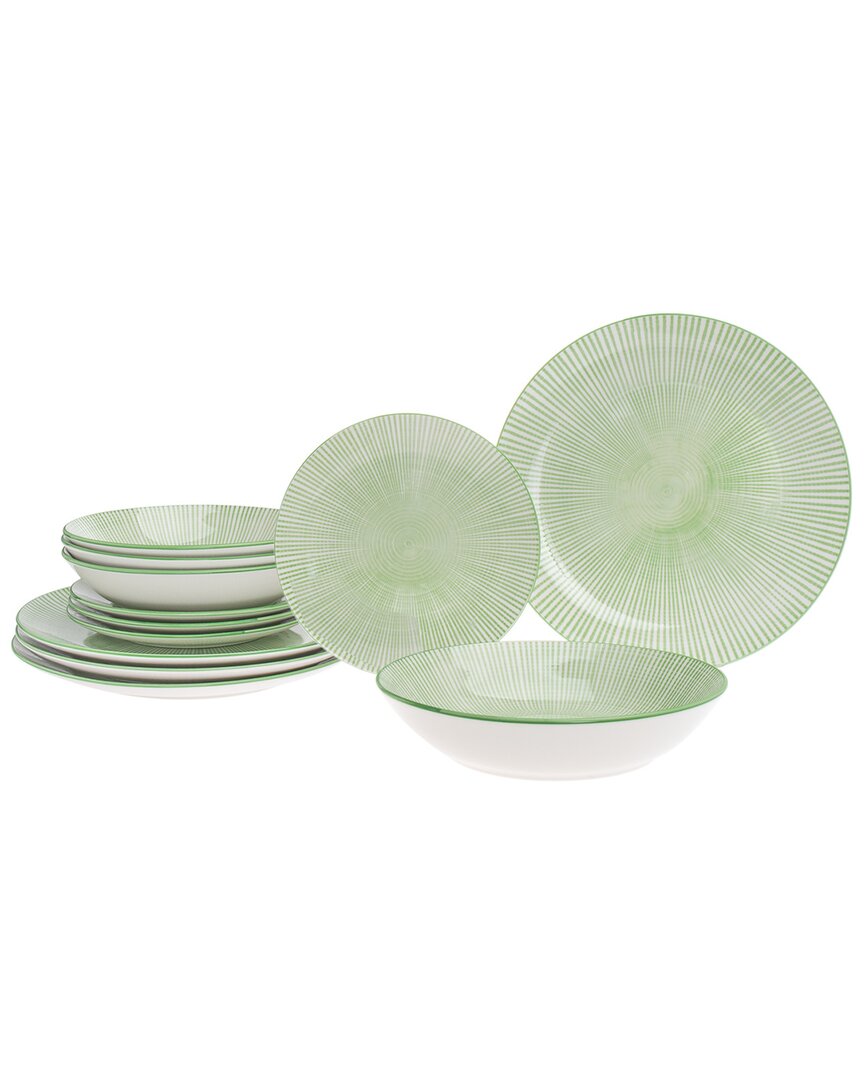 Godinger Laura Green Porcelain 12pc Dinnerware Set