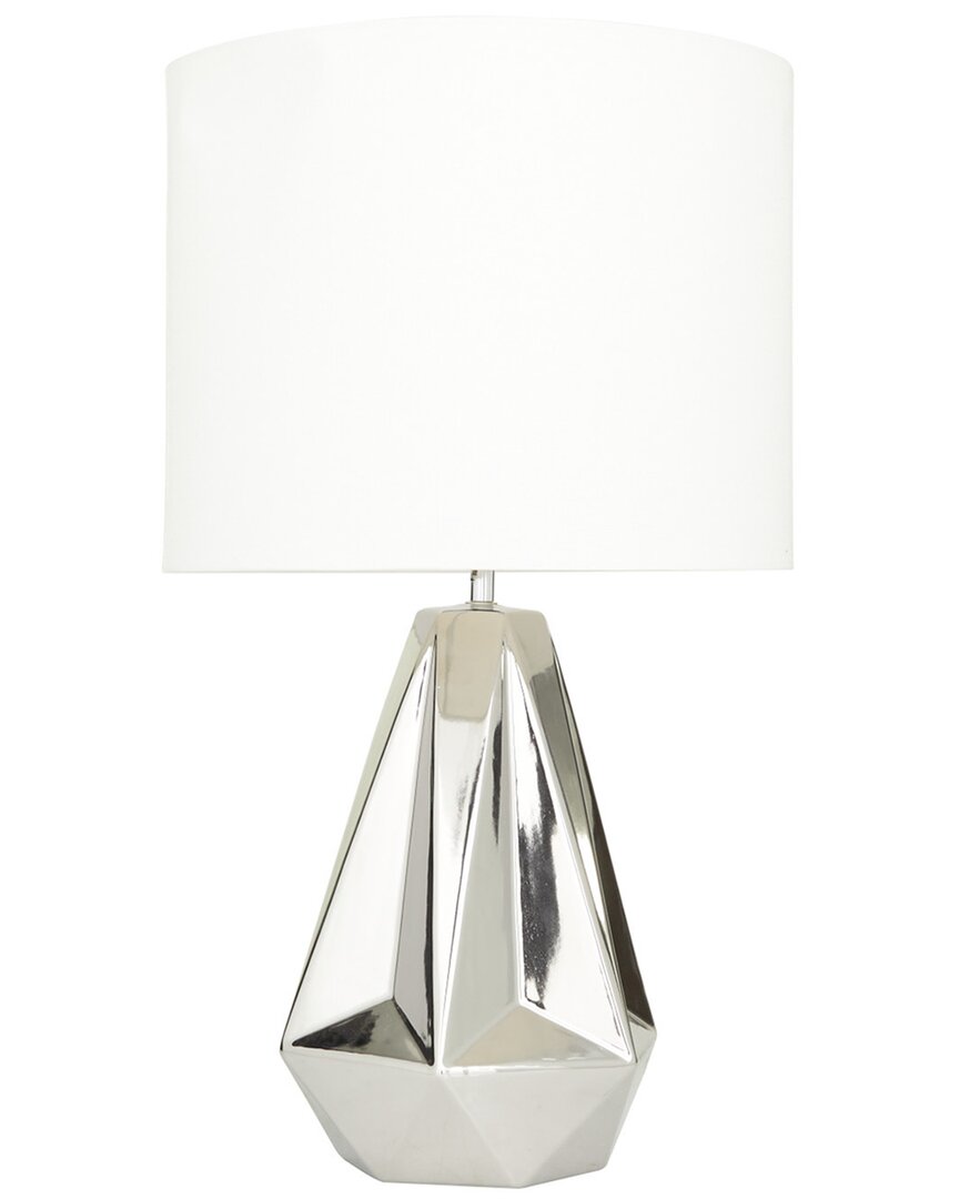 Cosmoliving By Cosmopolitan Modern Ceramic Silver Table Lamp