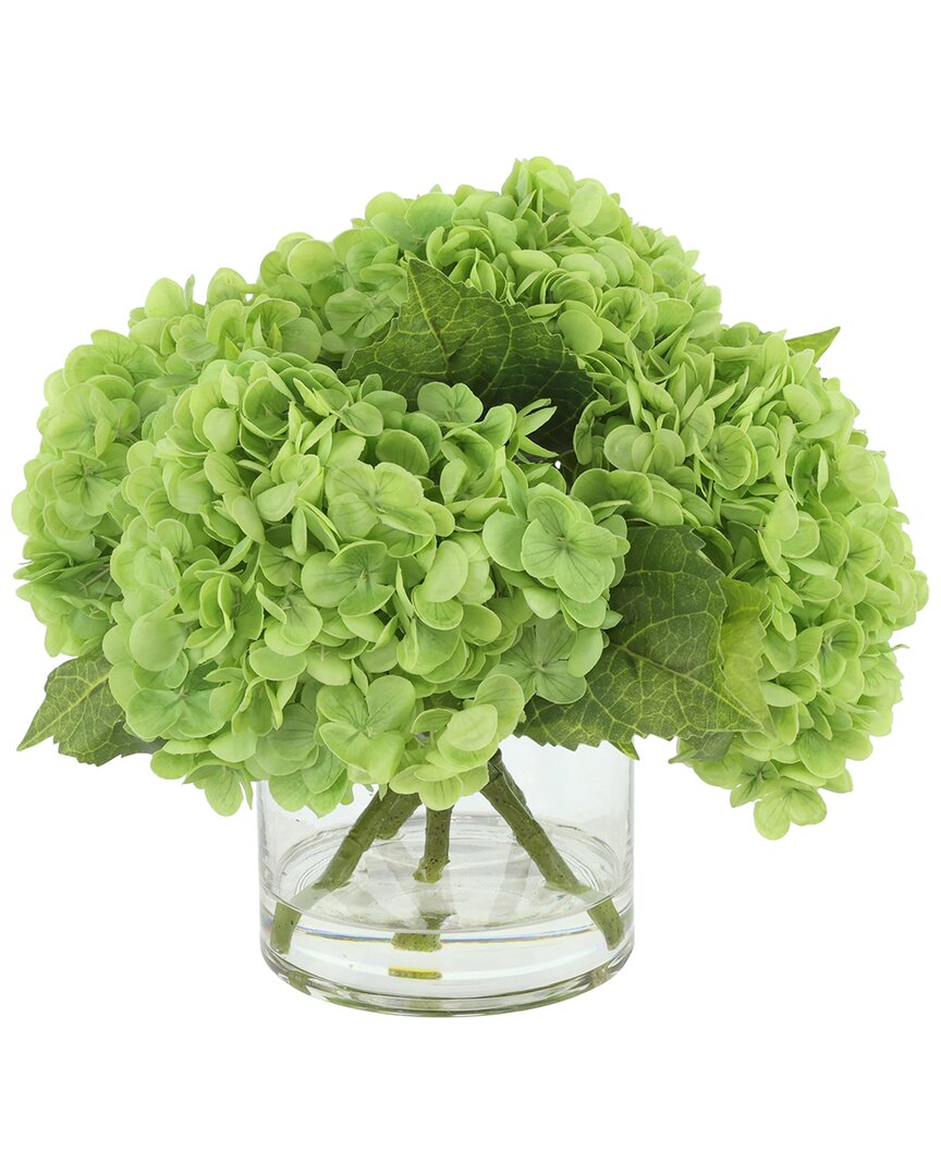 Creative Displays Real Touch Hydrangea Floral Arrangement In Glass Vase In Green