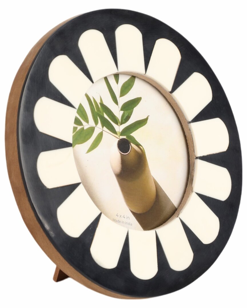 Sagebrook Home 4x4 Round Petal Resin Photo Frame