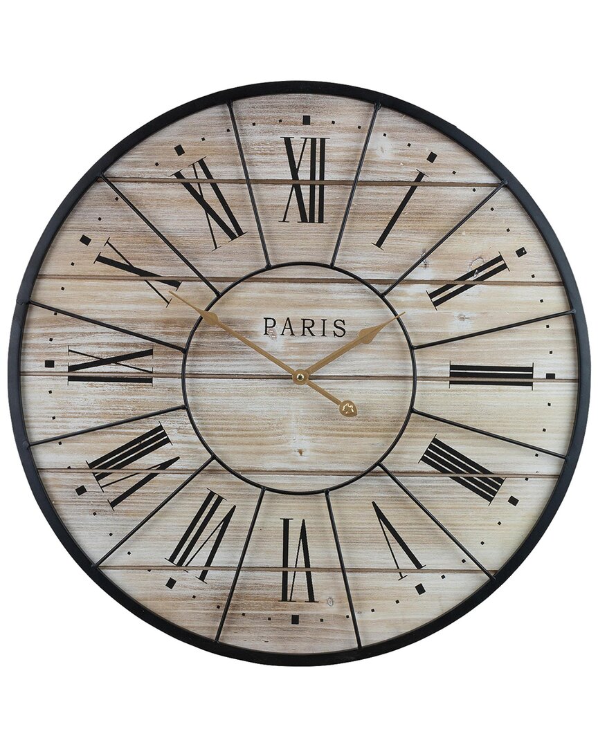 Sorbus 24in Metal & Solid Wood Wall Clock In Neutral