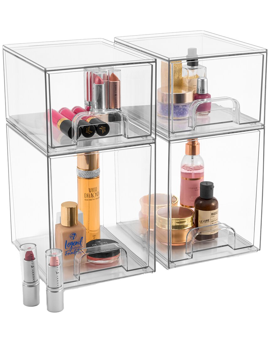 Sorbus Set Of 4 Acrylic Pull-out Storage Containers For Makeup