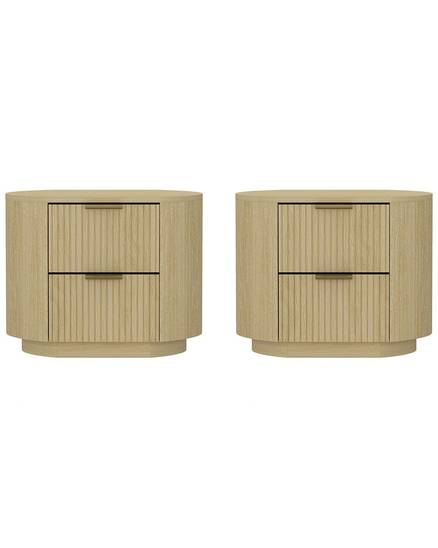Manhattan Comfort Set Of 2 Olivia Modern Nightstands With 4 Drawers