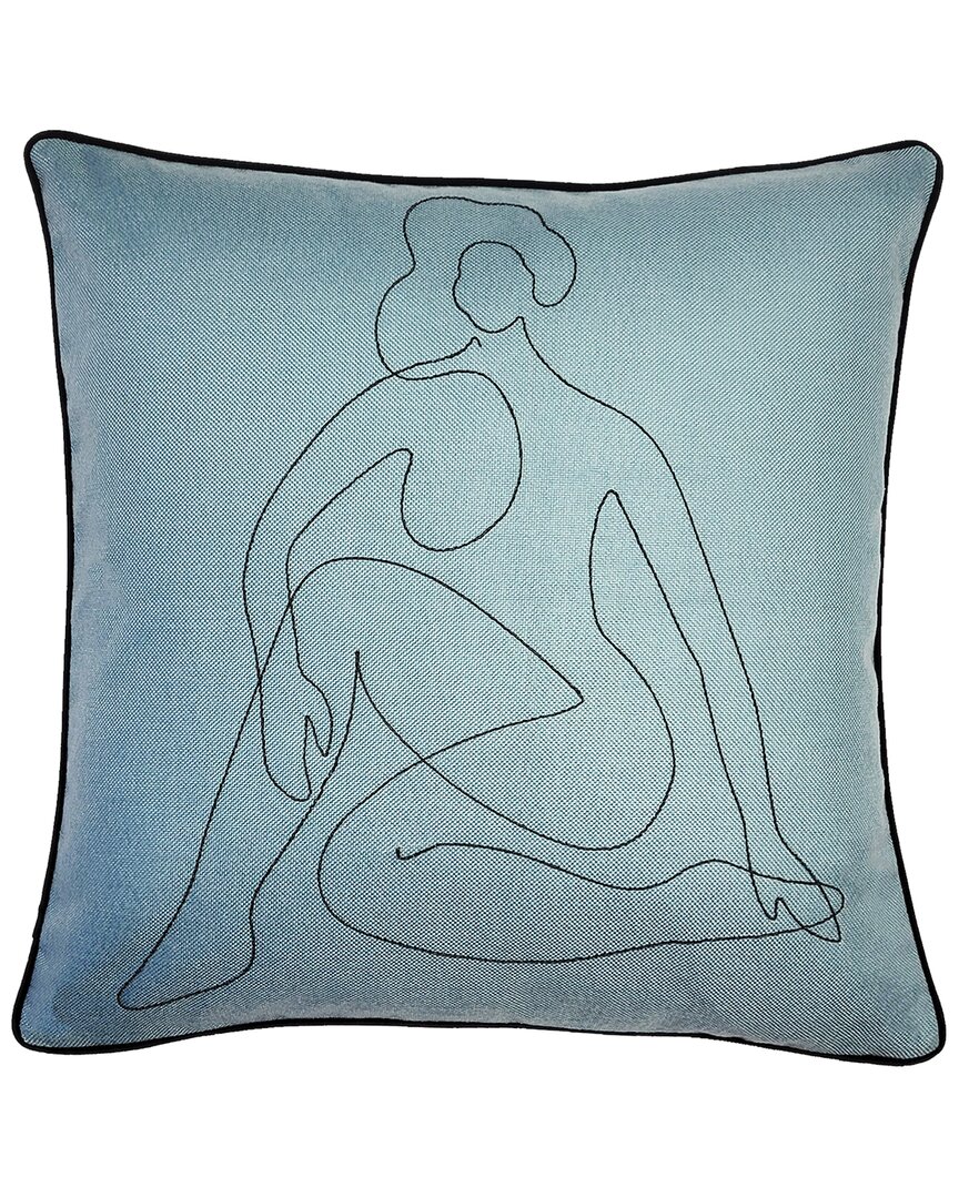 Shop Edie Home Edie@home Embroidered Relaxed Figure Pillow Cover In Blue