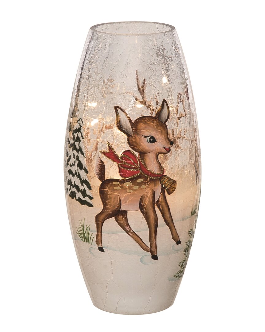 Shop Transpac Glass 9in Multicolor Christmas Light Up Retro Reindeer Vase Decor