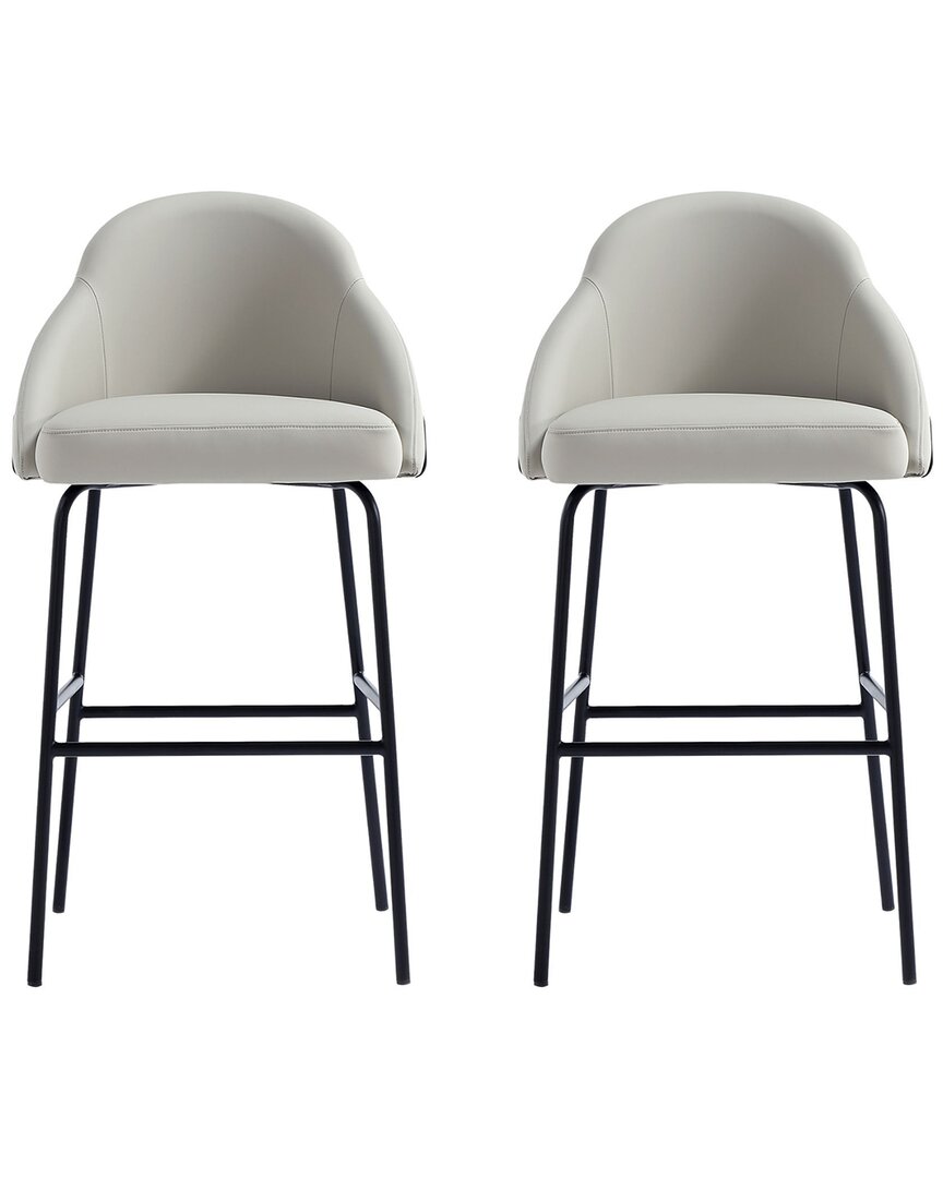 Manhattan Comfort Set Of 2 Gracie Modern Leatherette Barstools With Steel Legs