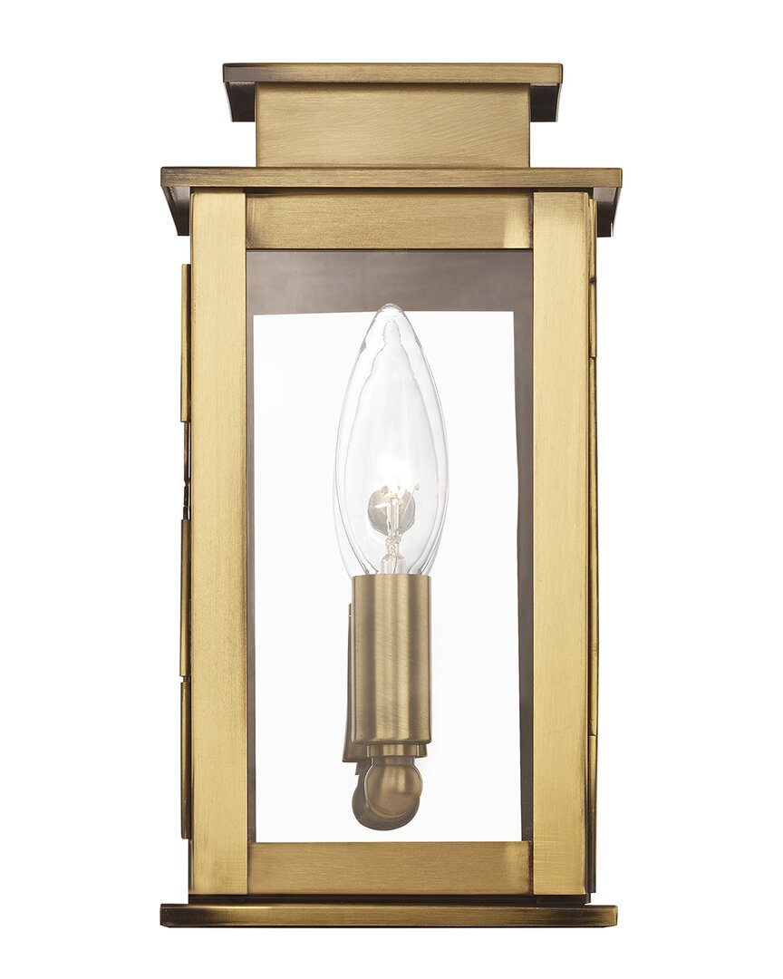 Livex Lighting 1-light Antique Brass Outdoor Wall Lantern In Metallic