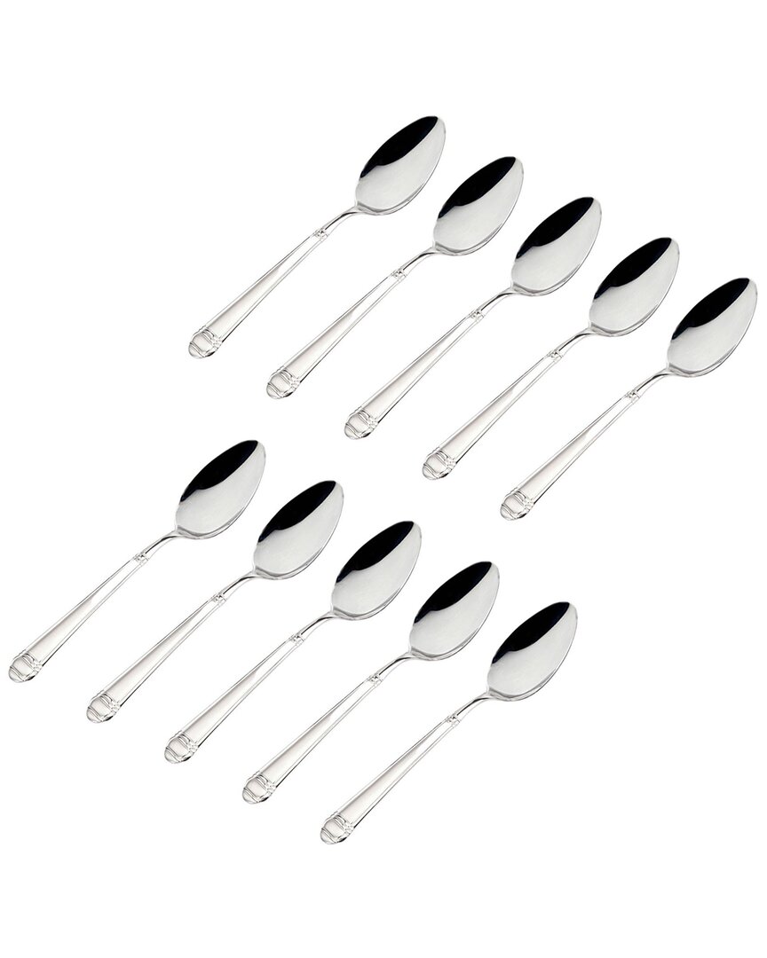Godinger Set Of 10 Crete Sandblasted Mirrored 18/0 Stainless Steel Tablespoon