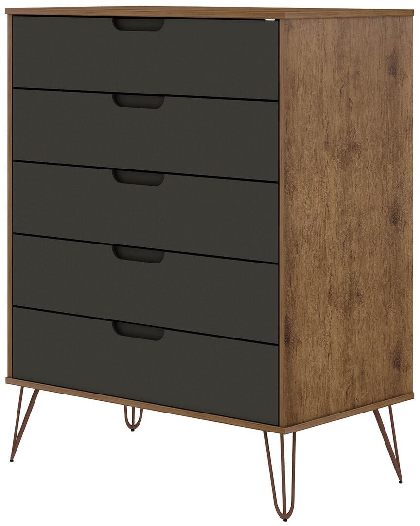 Manhattan Comfort Rockefeller 5-drawer Tall Dresser In Natural