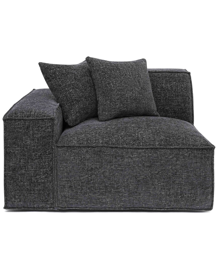 Tov Furniture Mindy Chenille Basketweave Laf Corner Chair In Black