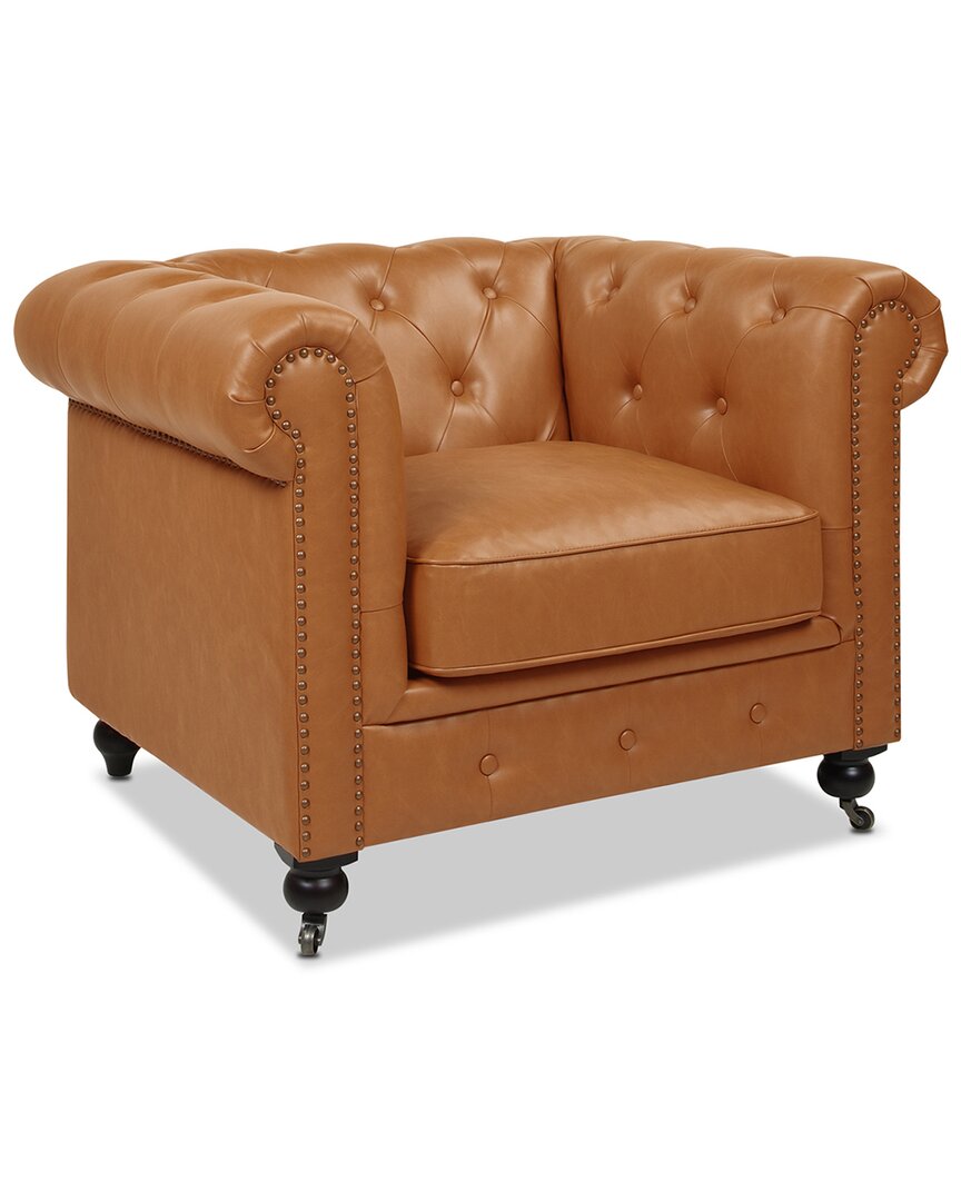 Jennifer Taylor Home Winston 42.5in Chesterfield Accent Armchair In Brown