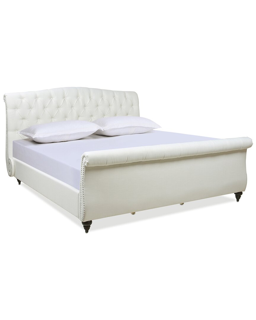 Jennifer Taylor Home Nautlius King Bed Frame With Headboard & Footboard In White