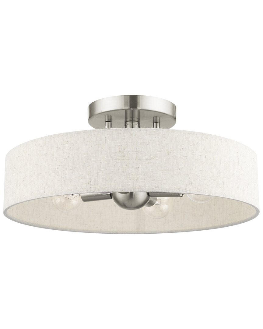 Livex Lighting 4-light Brushed Nickel Semi Flush Pendant In Metallic