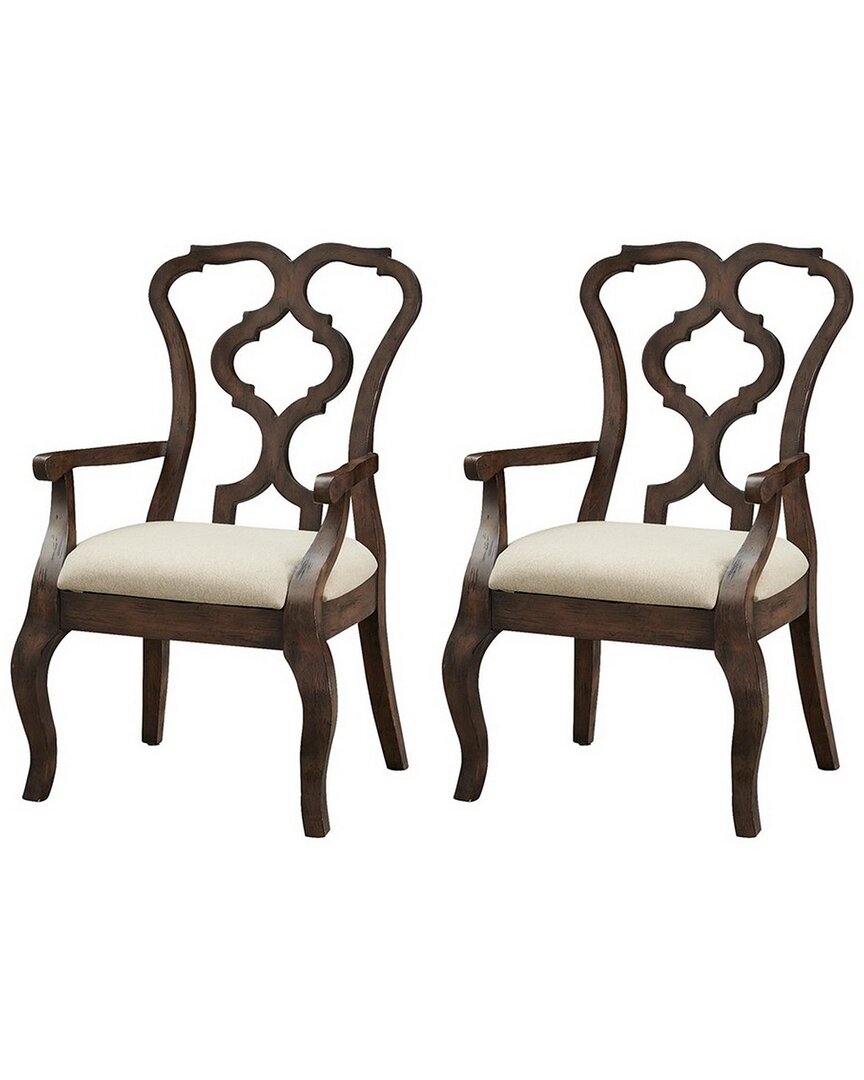Coast To Coast Set Of 2 Chateau Upholstered Dining Side Chairs In Brown