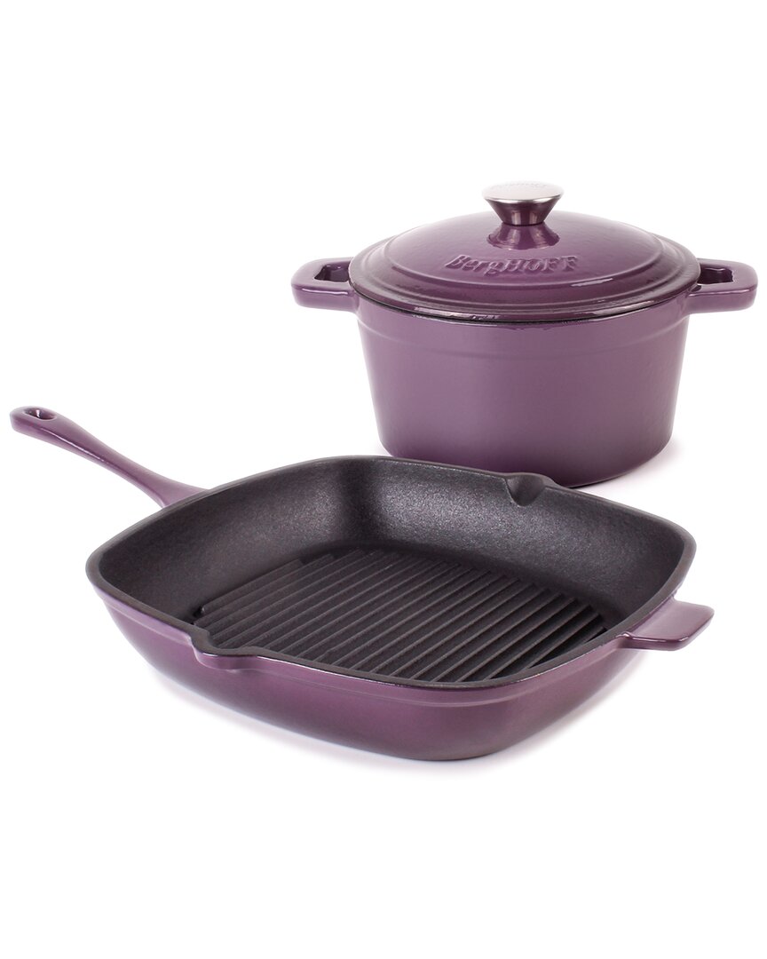 Berghoff Neo 3pc Purple Grill And Dutch Oven Cast Iron Set