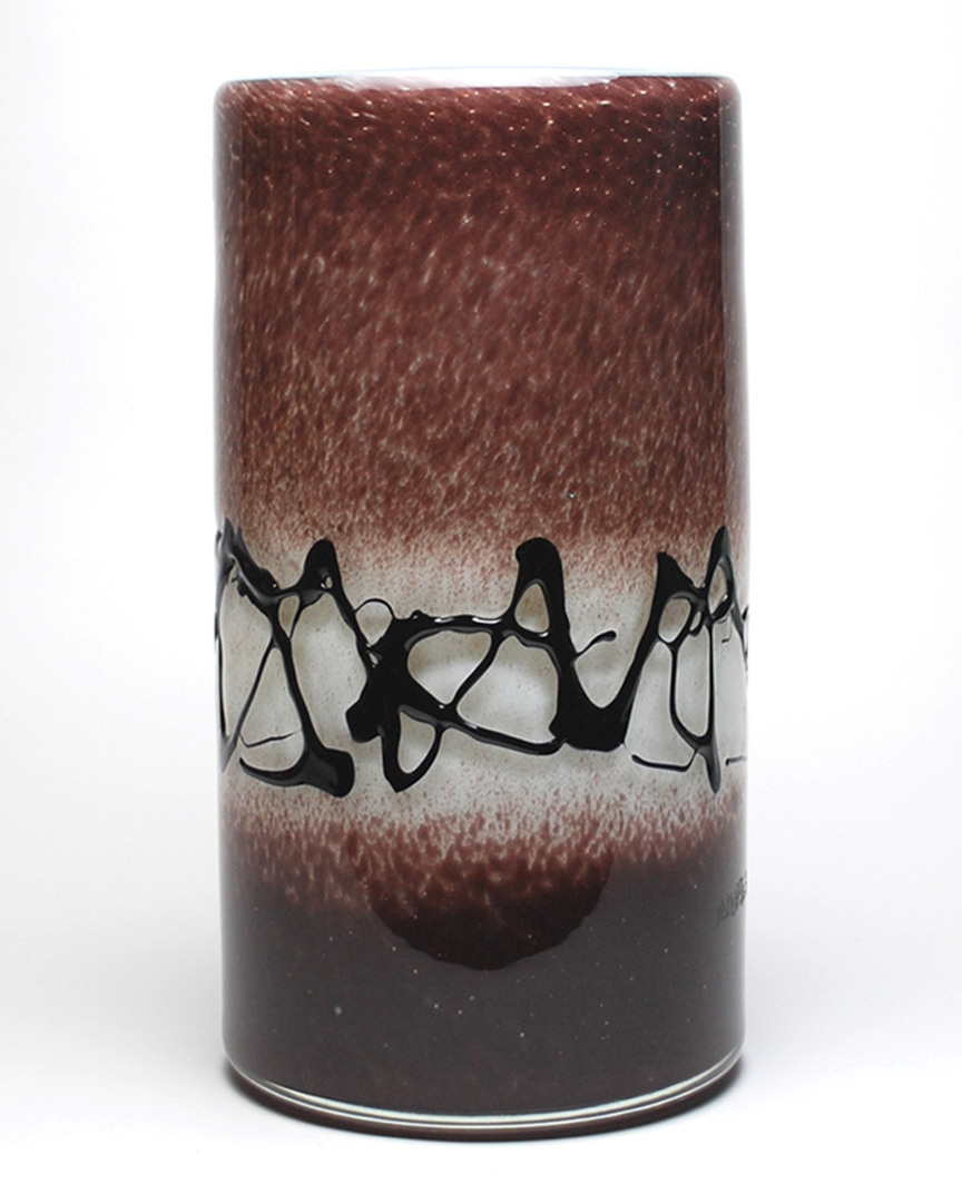 Murano Art Collection European Art Glass Maribel Vase In Brown