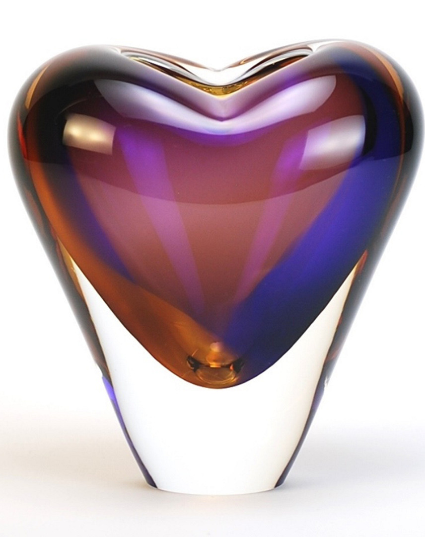 Murano Art Collection Glass Heart Vase In Multi