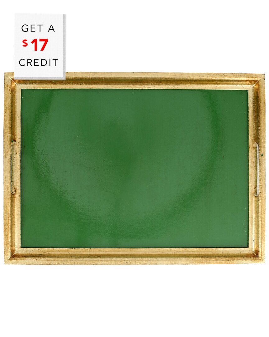 Shop Vietri Florentine Wooden Accessories Green & Gold Large Rectangular Tray With $17 Credit