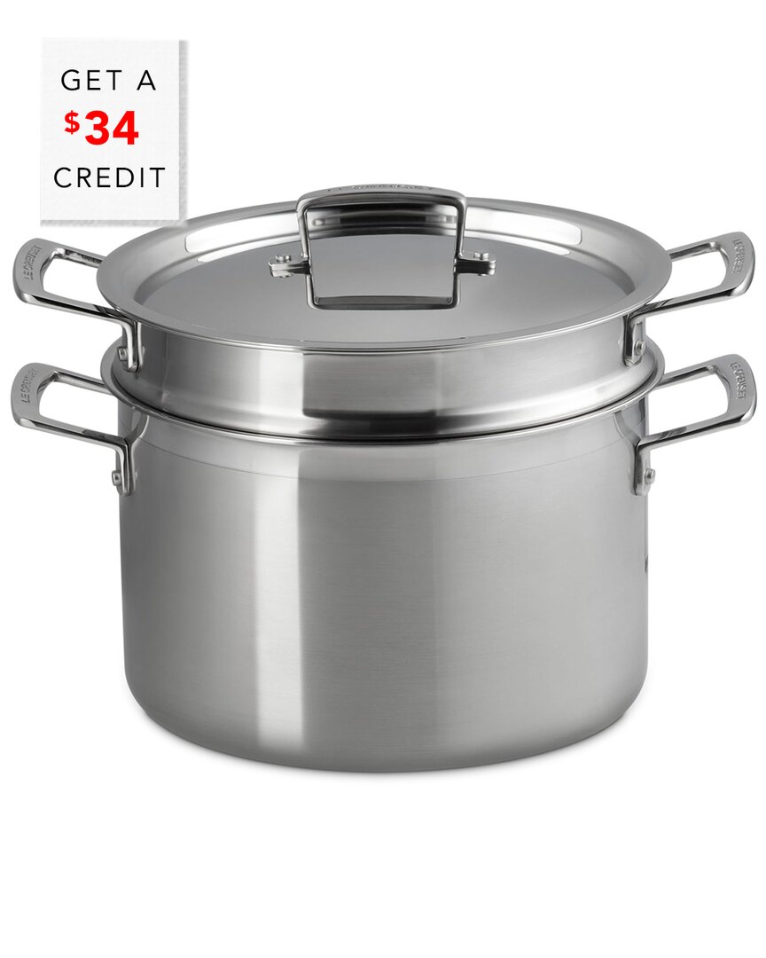 Le Creuset Classic Pasta Pot With Colander Insert With $34 Credit In Metallic