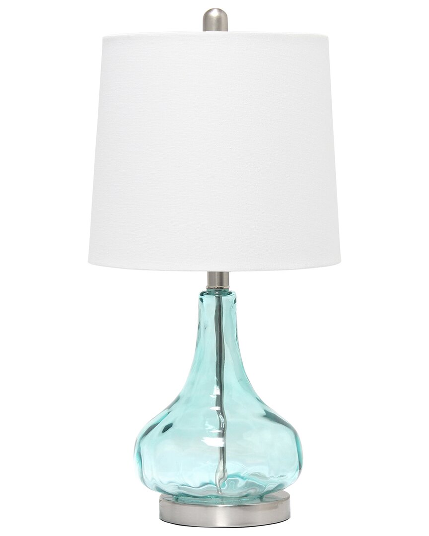 LALIA HOME LALIA HOME RIPPLED GLASS TABLE LAMP WITH FABRIC SHADE