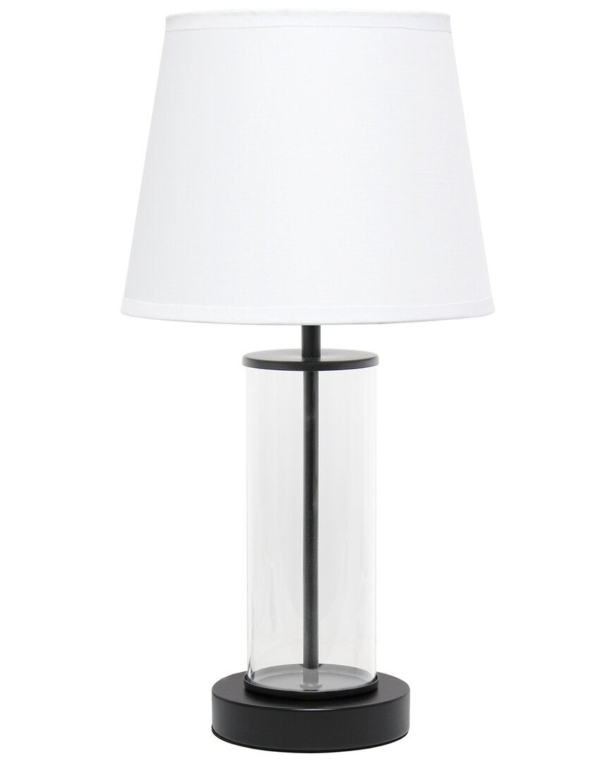 Shop Lalia Home Encased Metal And Clear Glass Table Lamp In Black