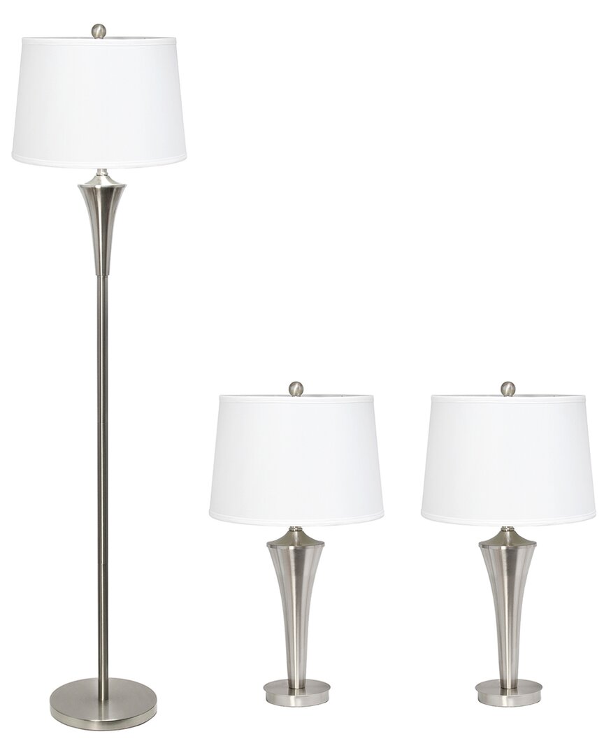 Lalia Home Tapered 3 Pack Lamp Set (2 Table Lamps In Brown
